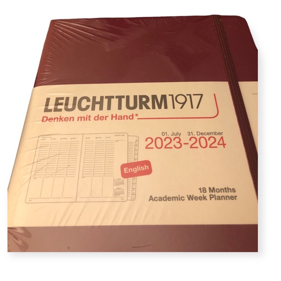 Leuchtturm 1917 2023-2024 A5 Academic Weekly Planner bullet journal NWT Port Red - Picture 4 of 9